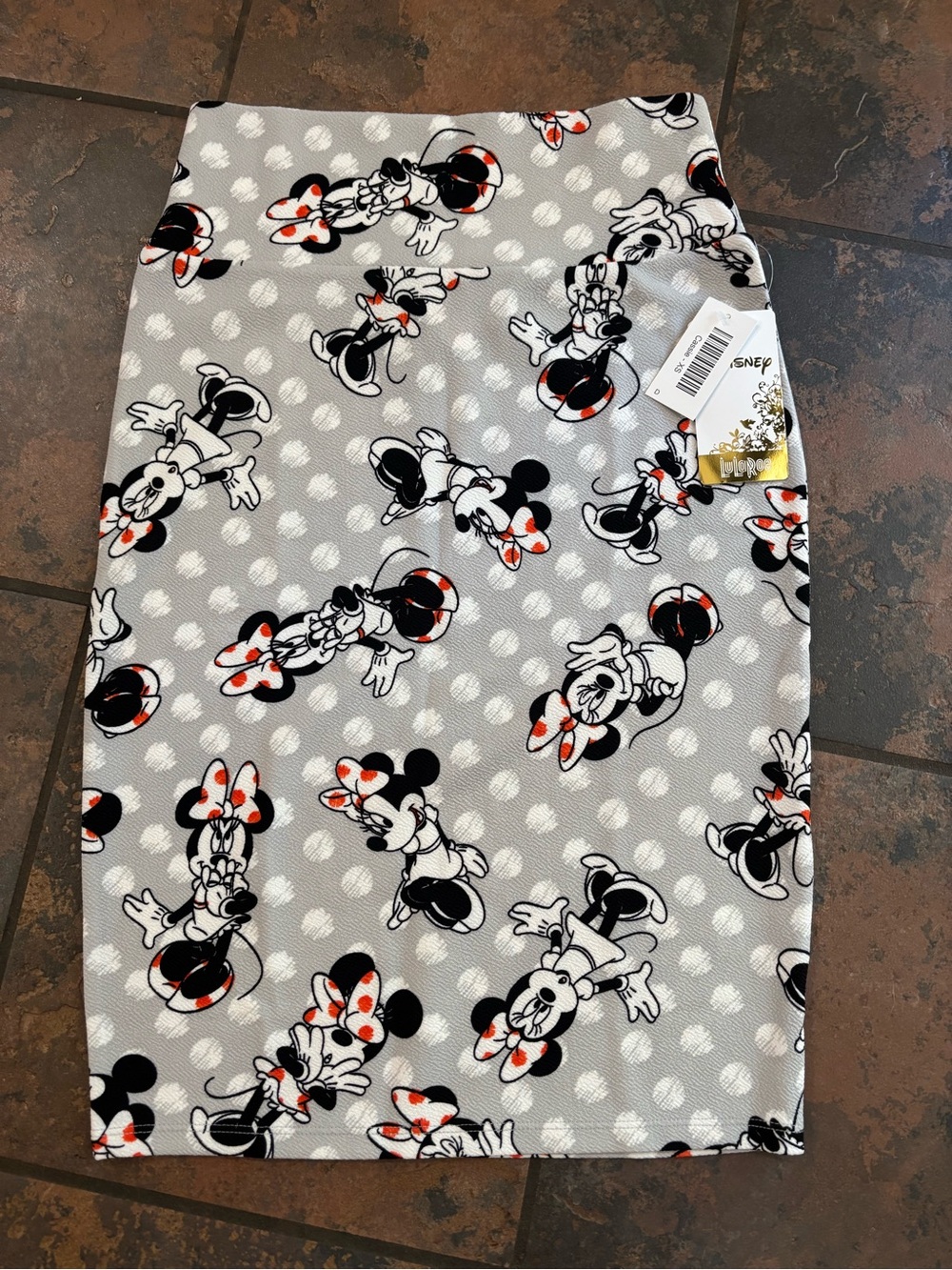 🌿NWT Lularoe Disney Minnie Mouse Patterned Pencil Skirt - Gray